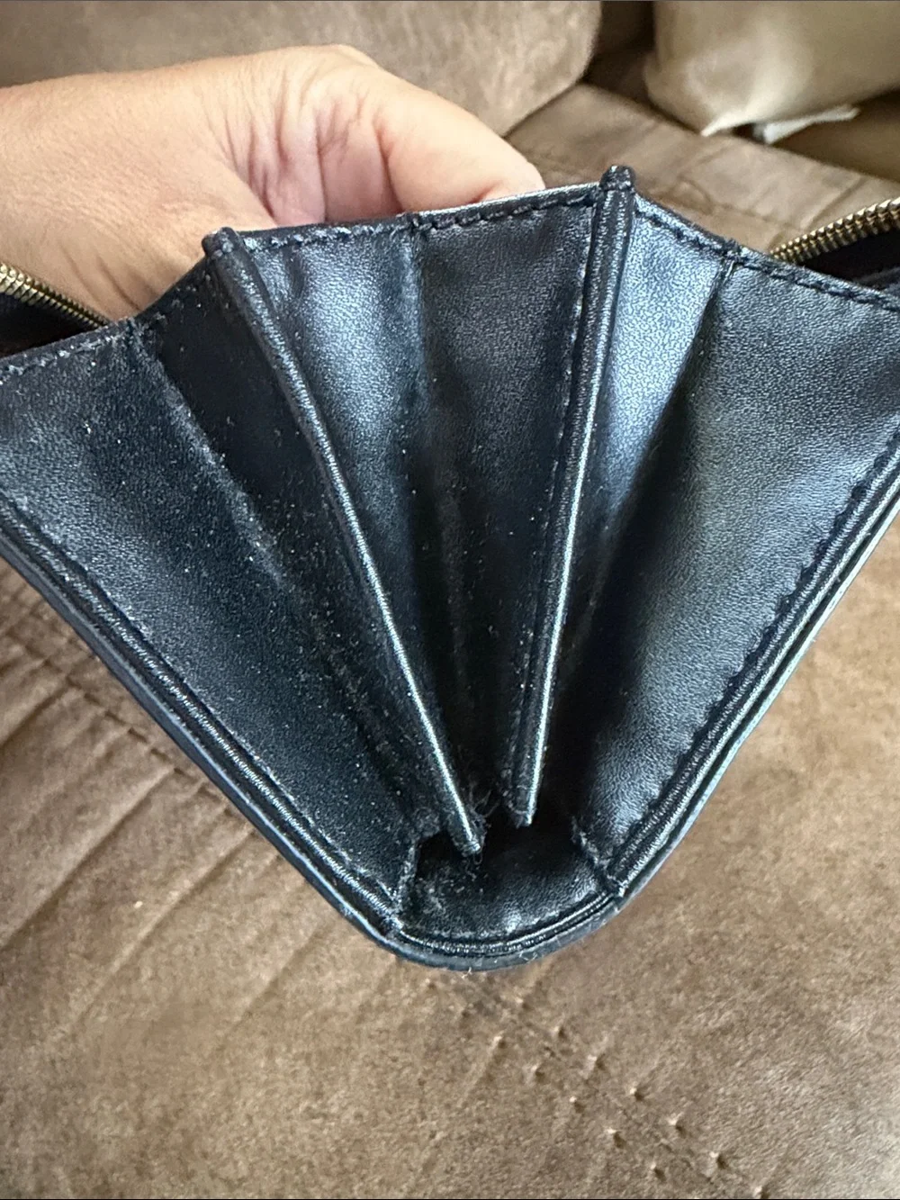 kate spade Black Leather Bow Zip Wallet